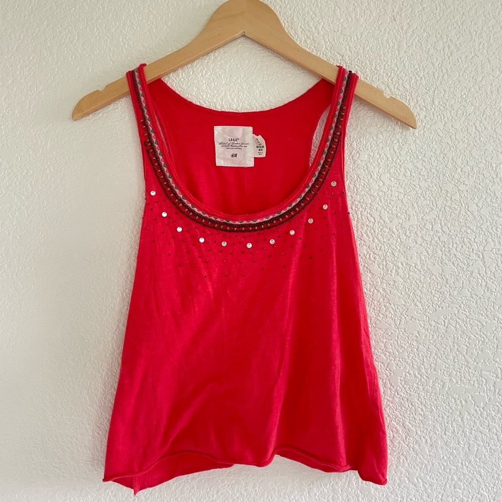 H&M | Coral scoop neck tank top shirt tee size small